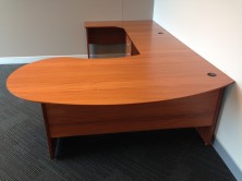 Custom Made Kidney Shape Desk On Timber H Base. Brush Box